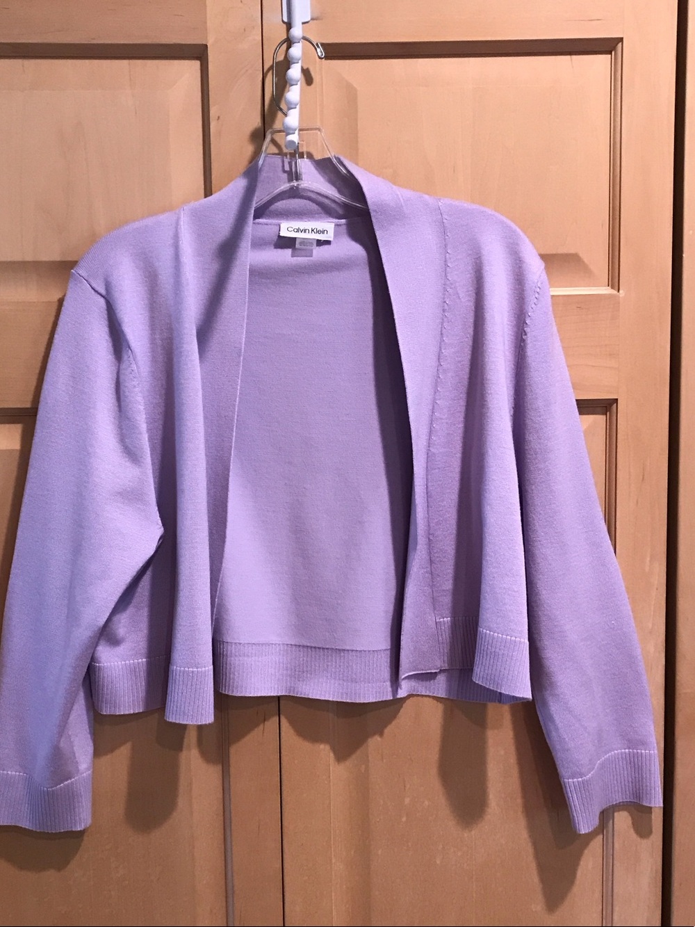 New Calvin Klein Pale Lavender Open-Front Cardigan Sweater
